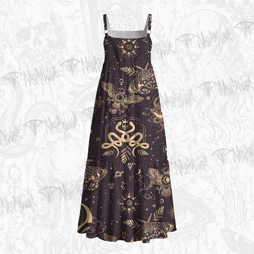 243Witchy Lunar Serpent Wildflower Wide Straps Maxi Dress