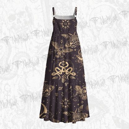 243Witchy Lunar Serpent Wildflower Wide Straps Maxi Dress