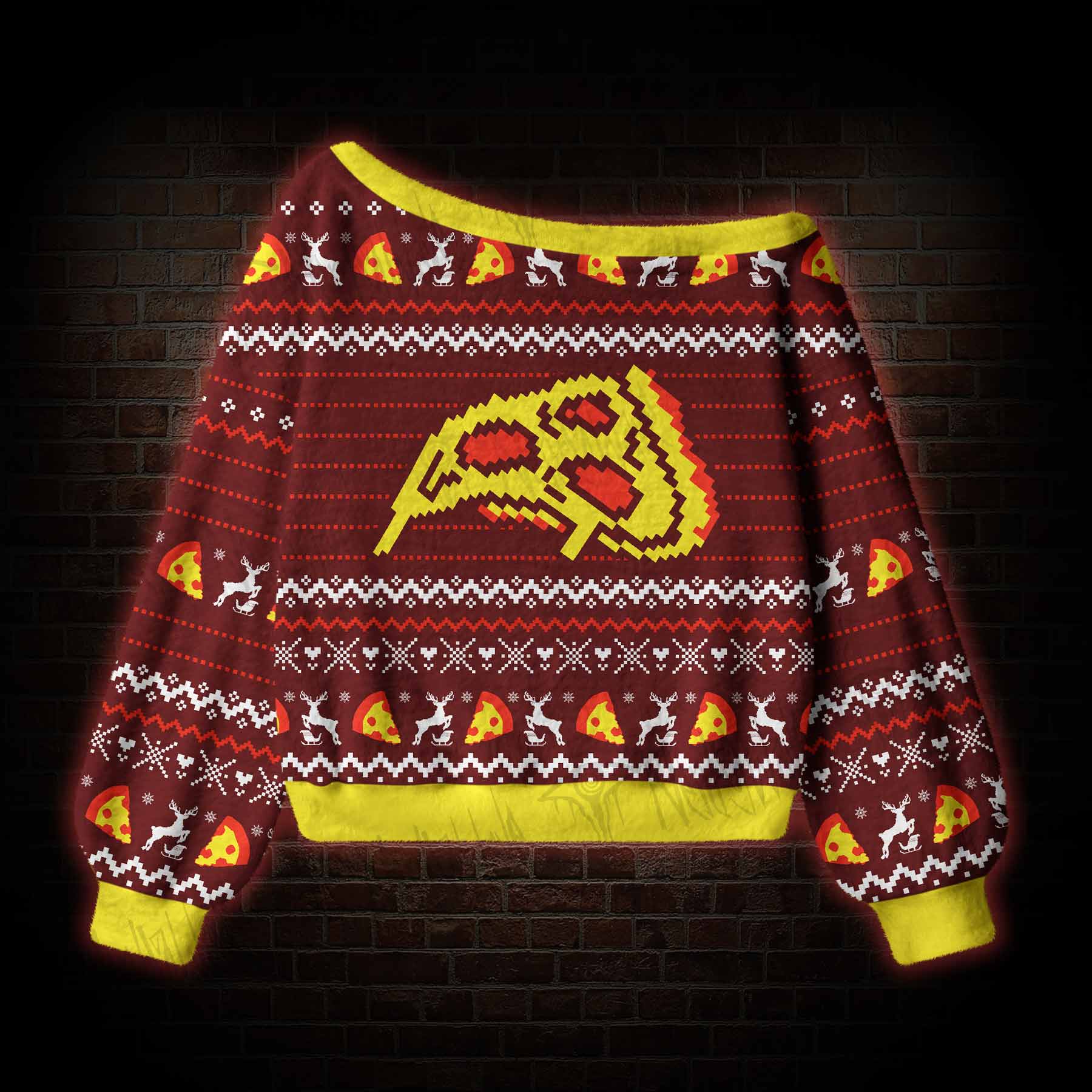 Pizza Slice Off Shoulder Ugly Sweater