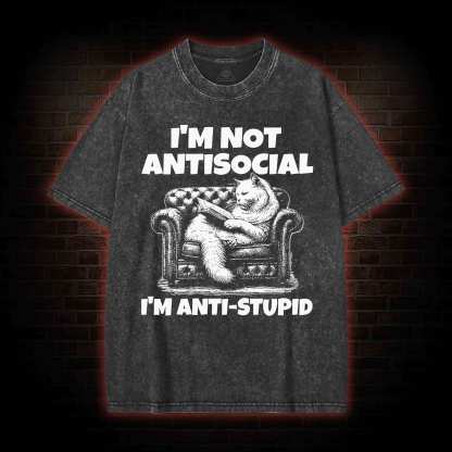 I'm Not Antisocial Washed T-shirt