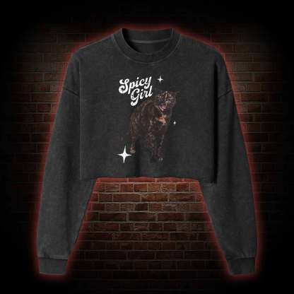 Spicy Girl Washed Cropped Sweatshirts