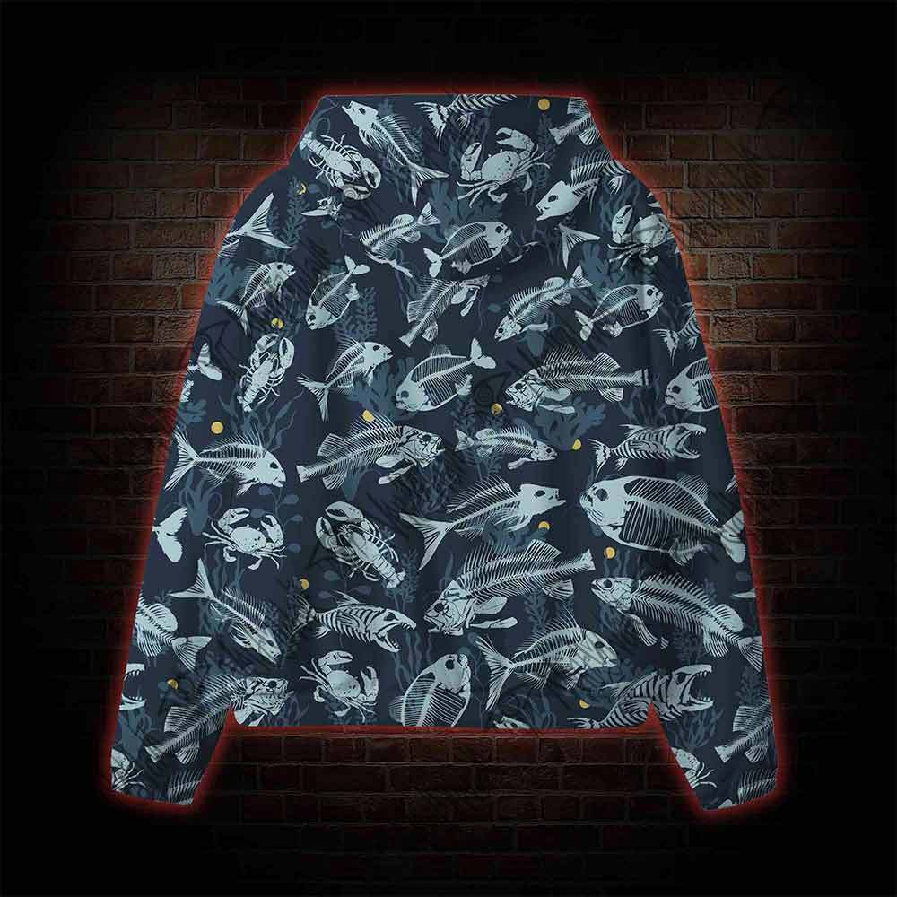 Fish Bones All Over Print Scuba Hoodie