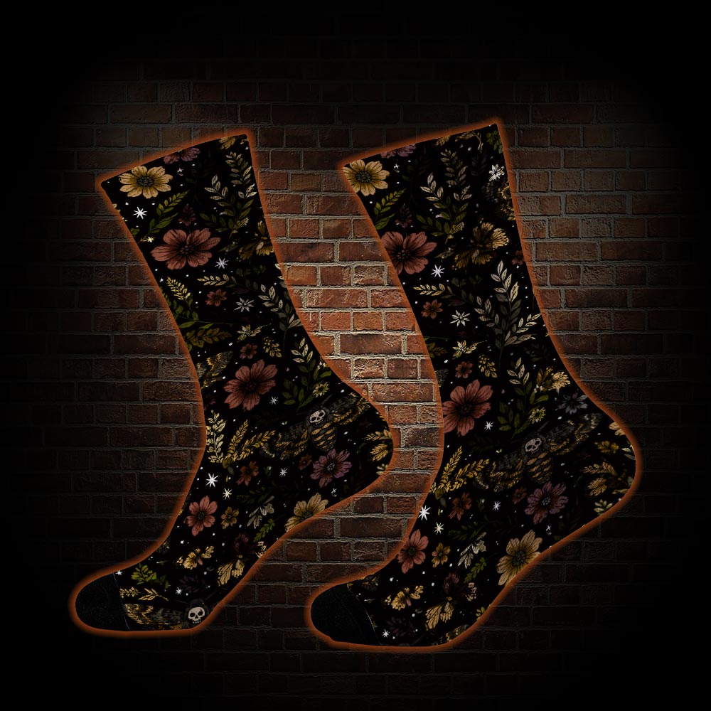 Floral Death Moth Socks