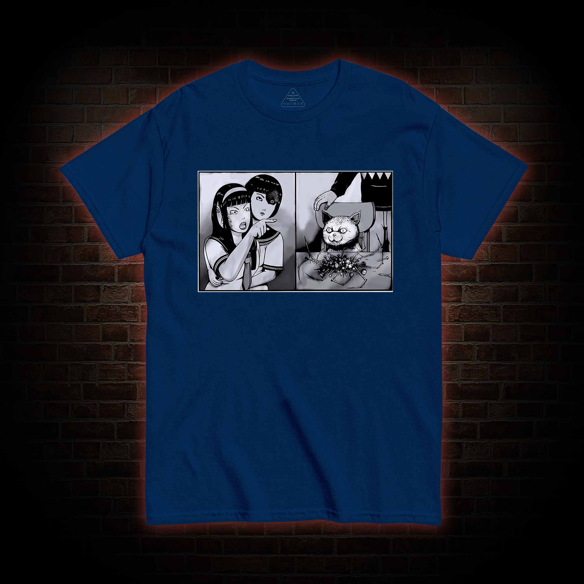 Girl Yelling at a Creepy Cat T-shirt 