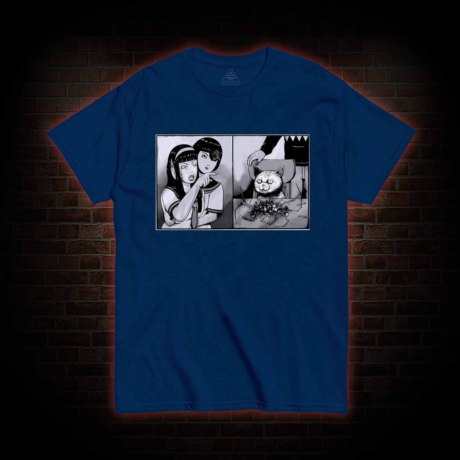 Girl Yelling at a Creepy Cat T-shirt 