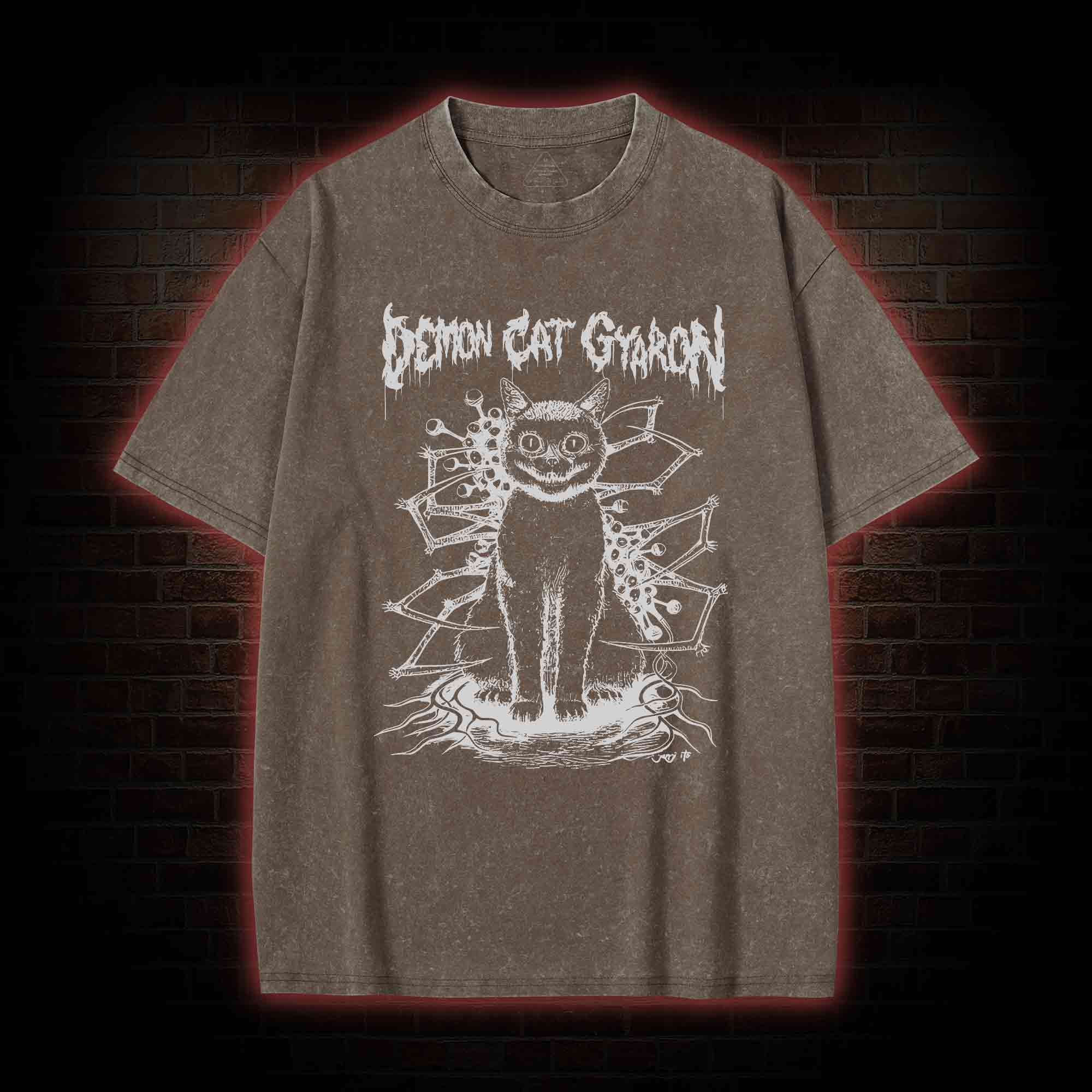 Demon Cat Washed T-shirt