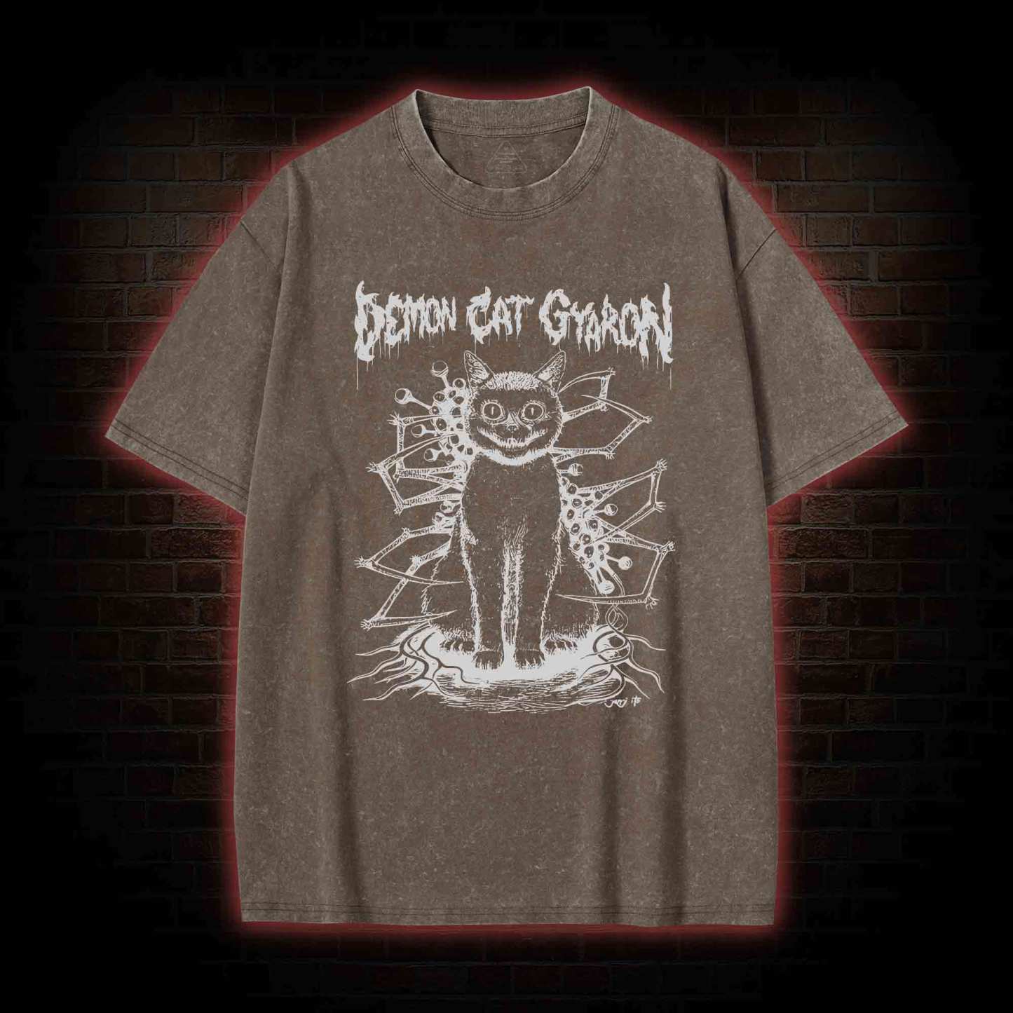 Demon Cat Washed T-shirt