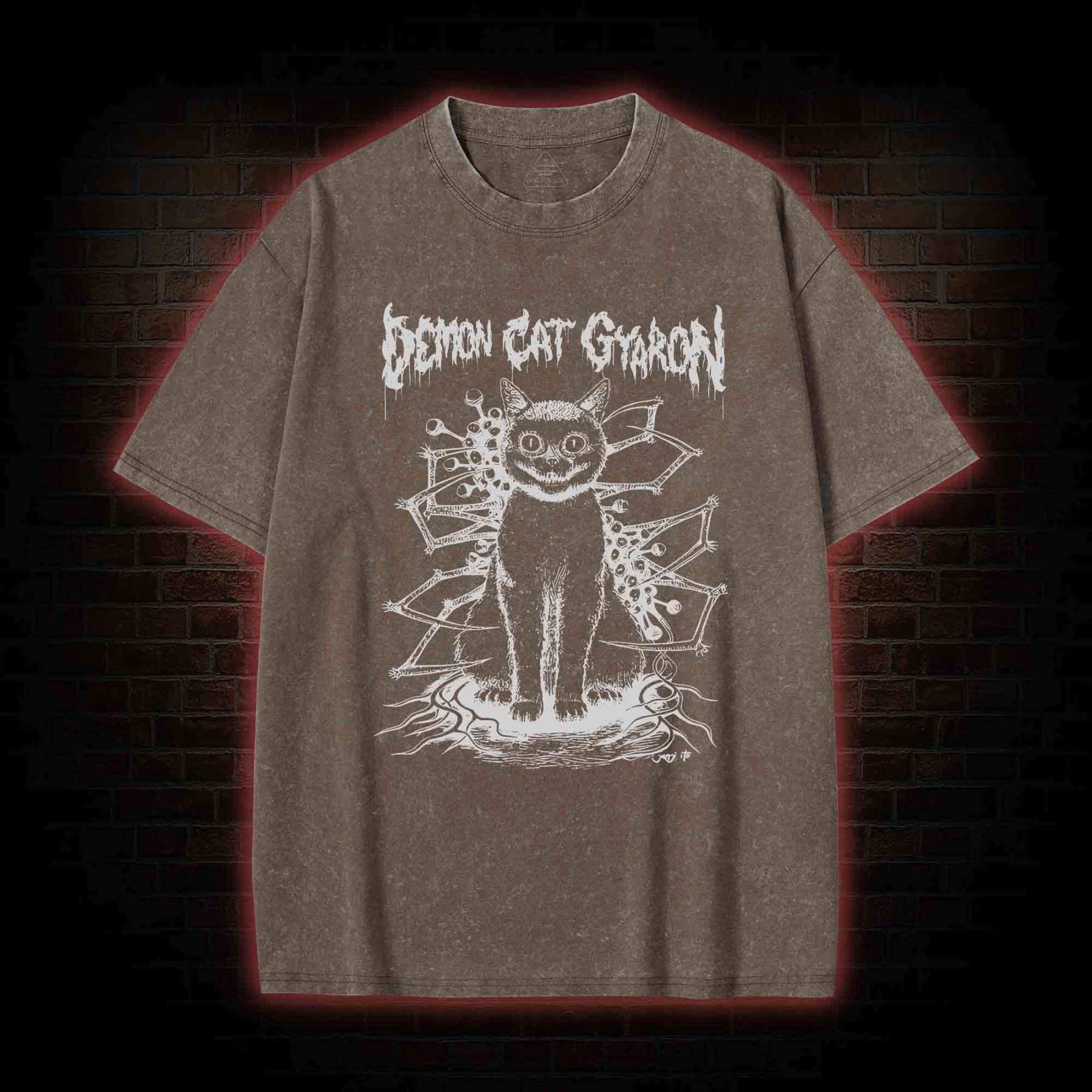 Demon Cat Washed T-shirt