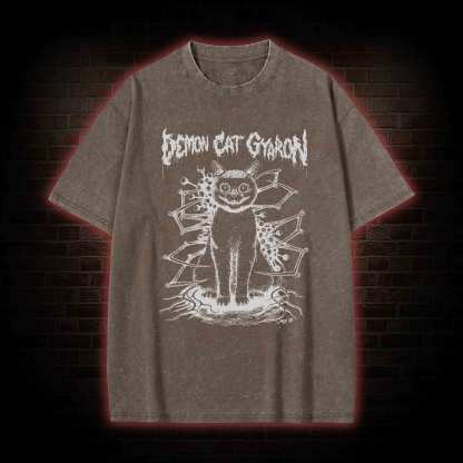 Demon Cat Washed T-shirt