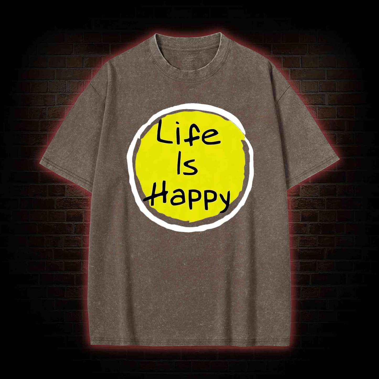 Life is Happy Washed T-shirt