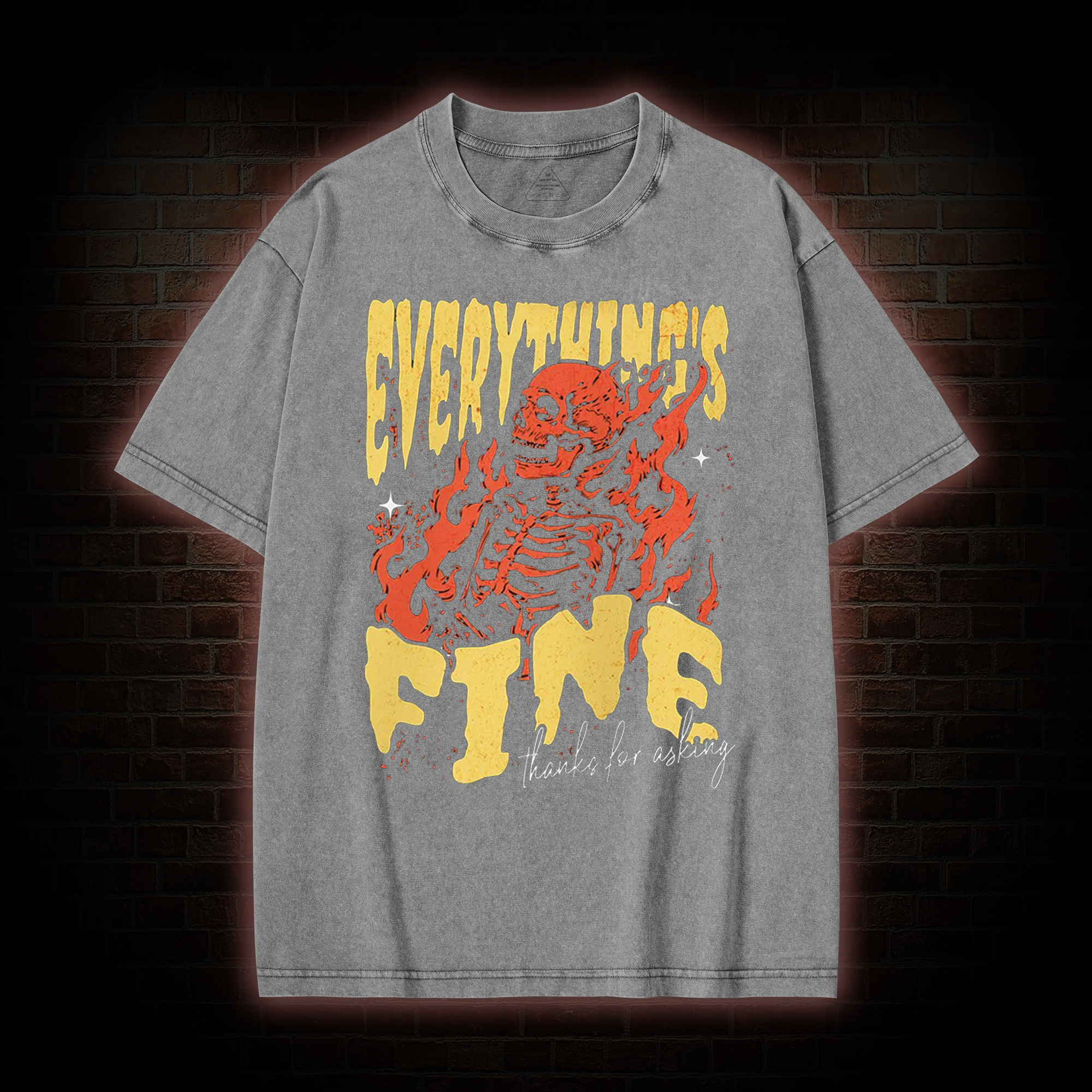 Everything's Fine Skeleton Washed T-shirt