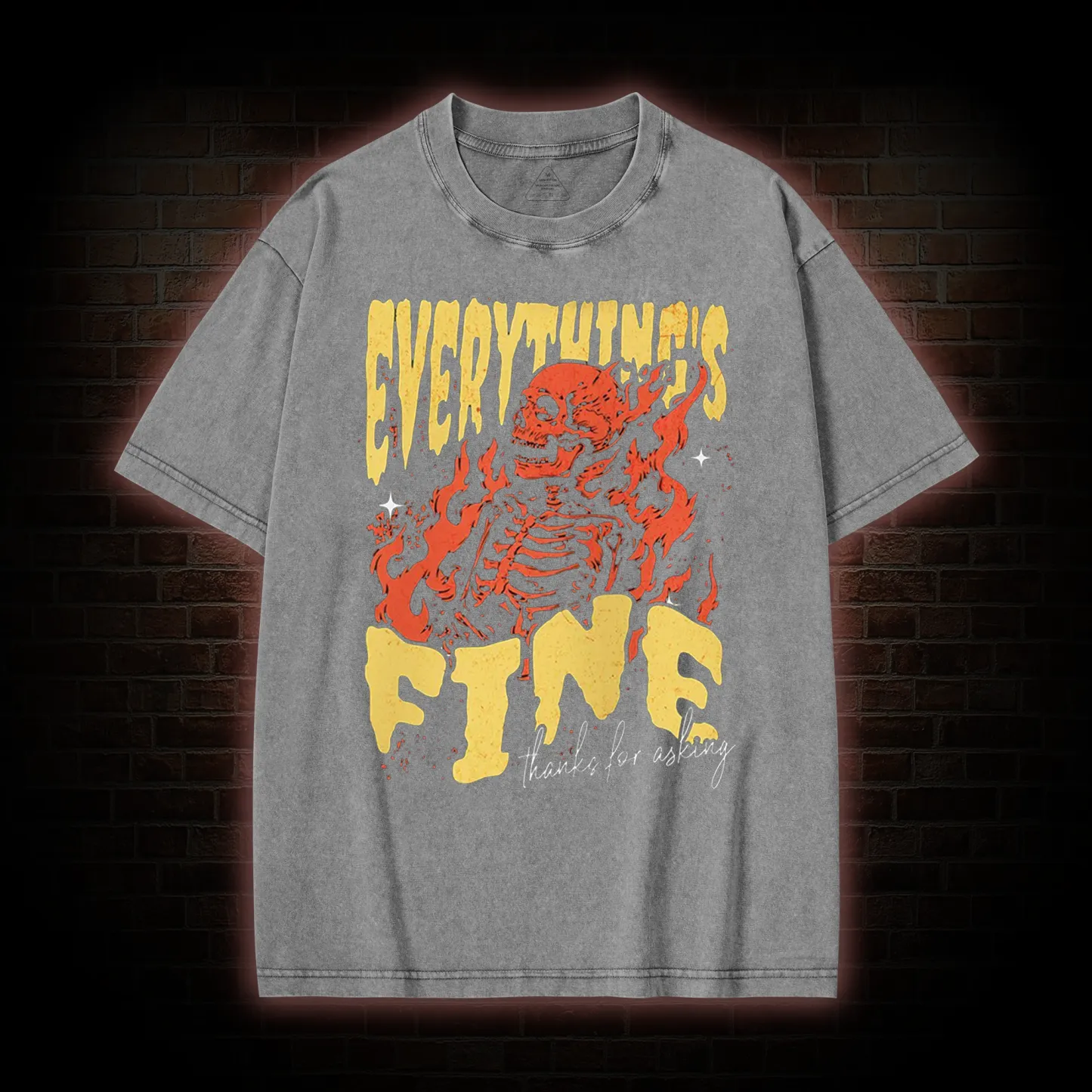 Everything's Fine Skeleton Washed T-shirt
