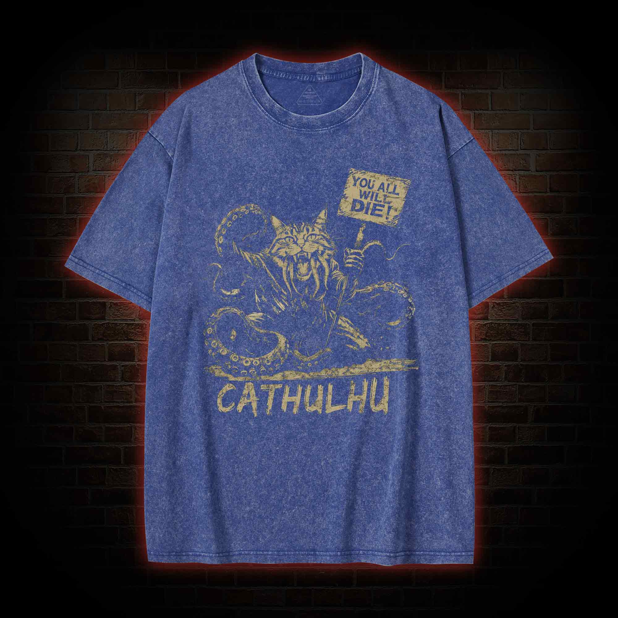 Cathulhu Retro Washed T-shirt