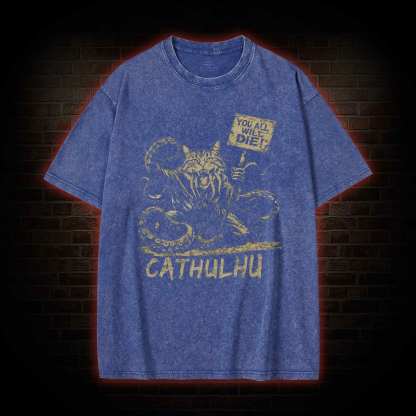 Cathulhu Retro Washed T-shirt
