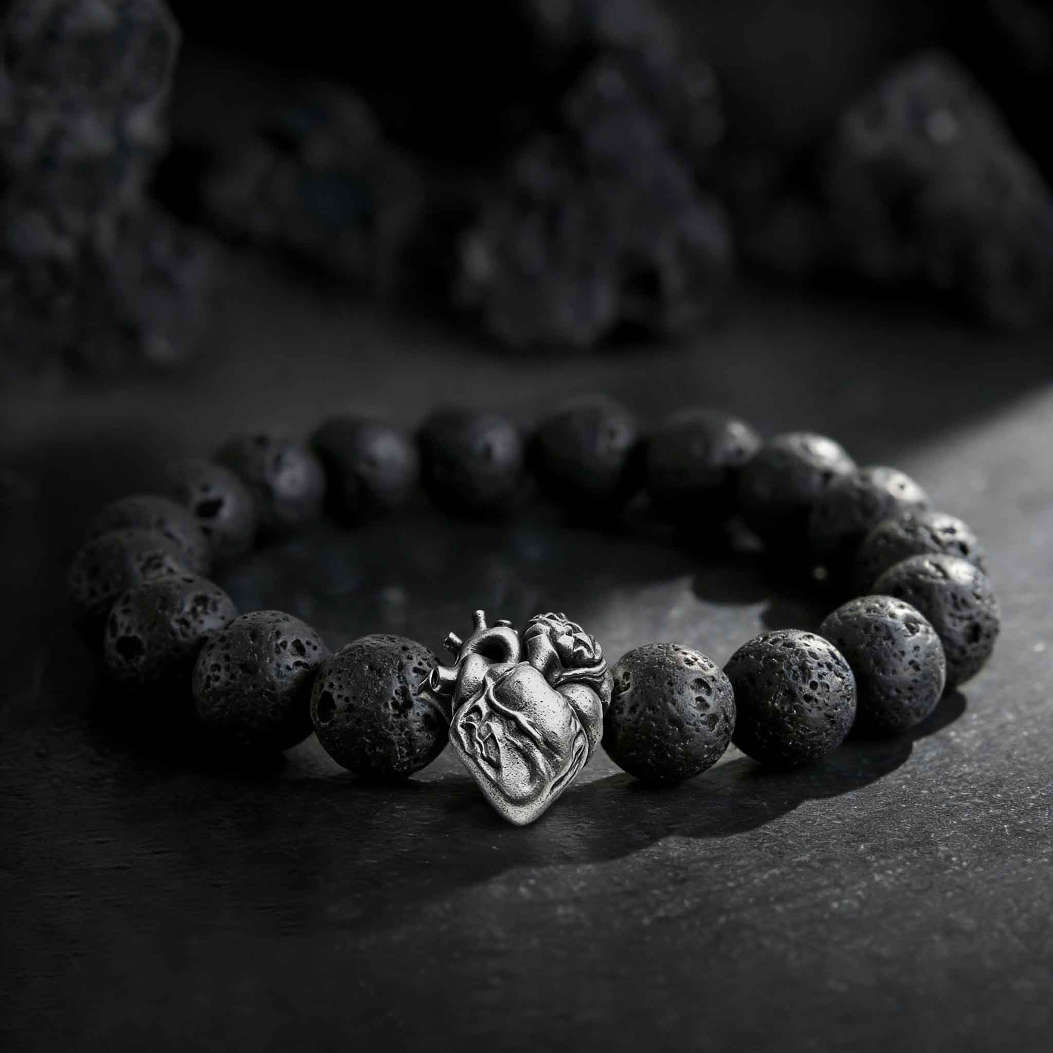 Heart Lava Stone Beaded Bracelet