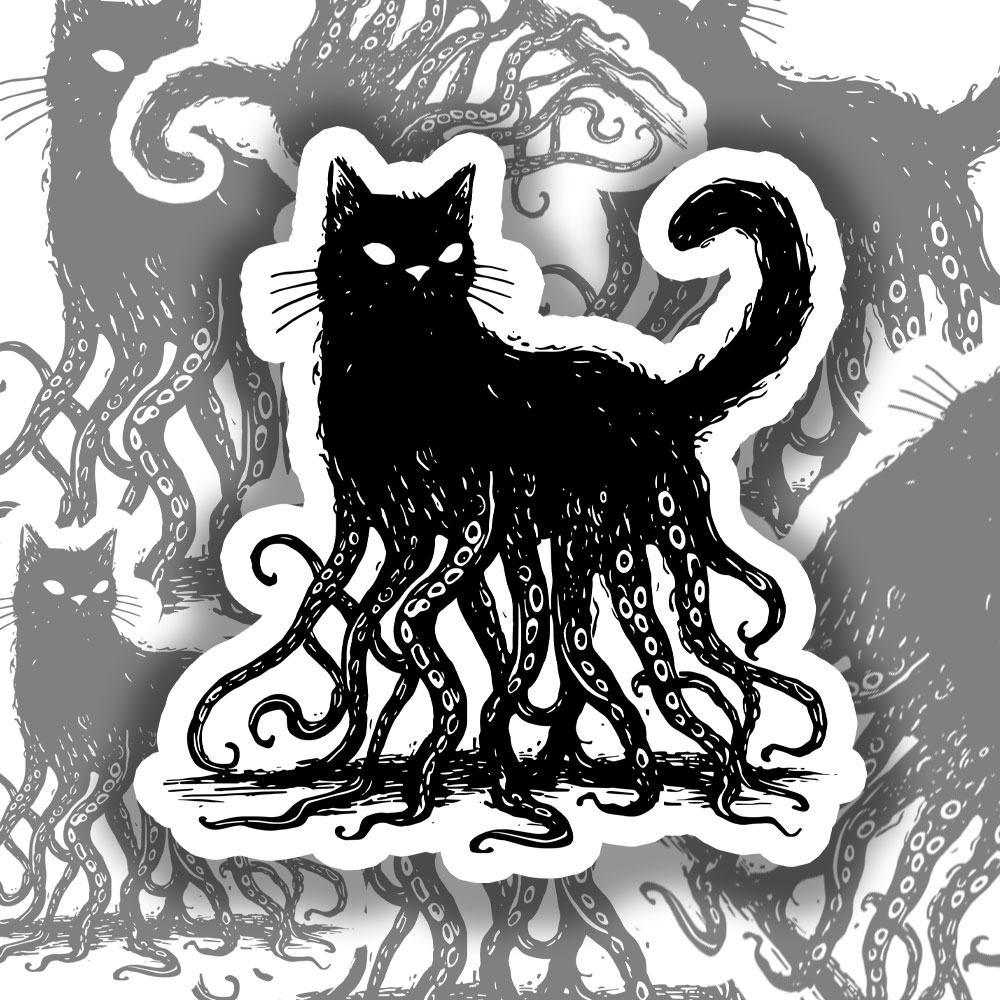 Octopus And Black Cat Sticker