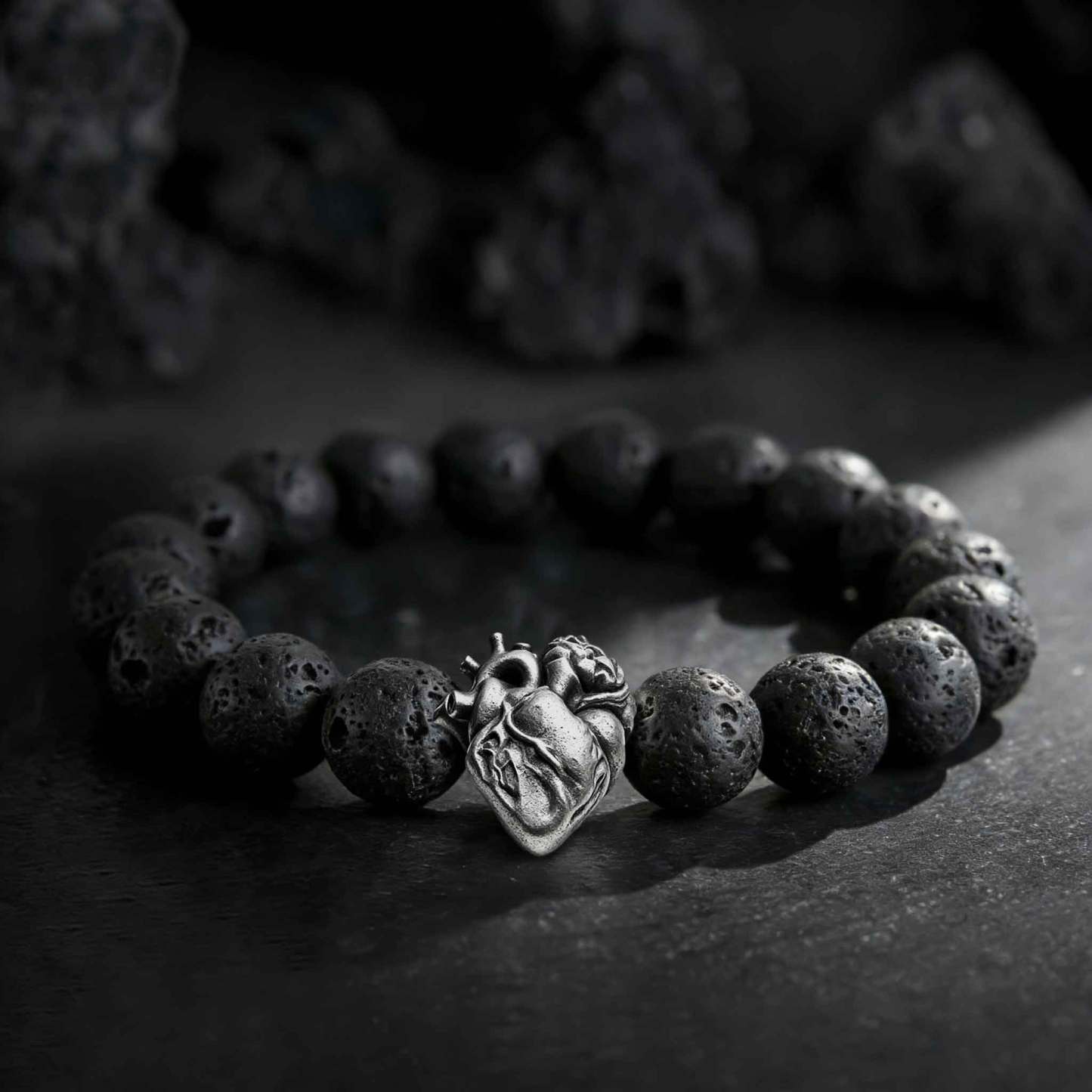 Heart Lava Stone Beaded Bracelet