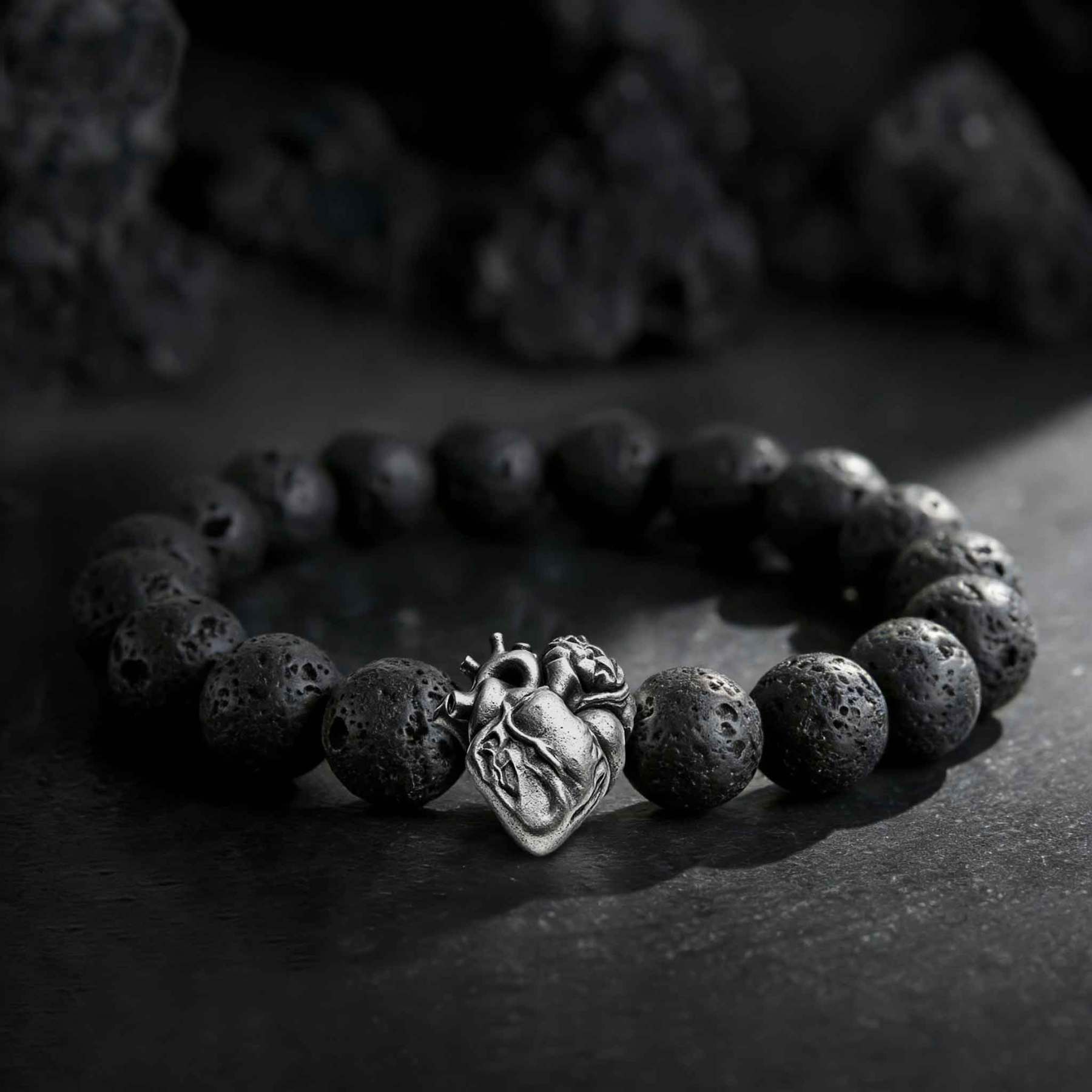 Heart Lava Stone Beaded Bracelet