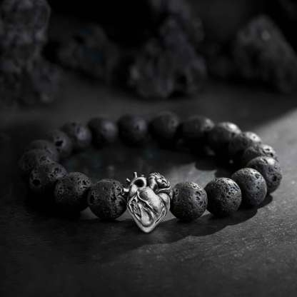 Heart Lava Stone Beaded Bracelet