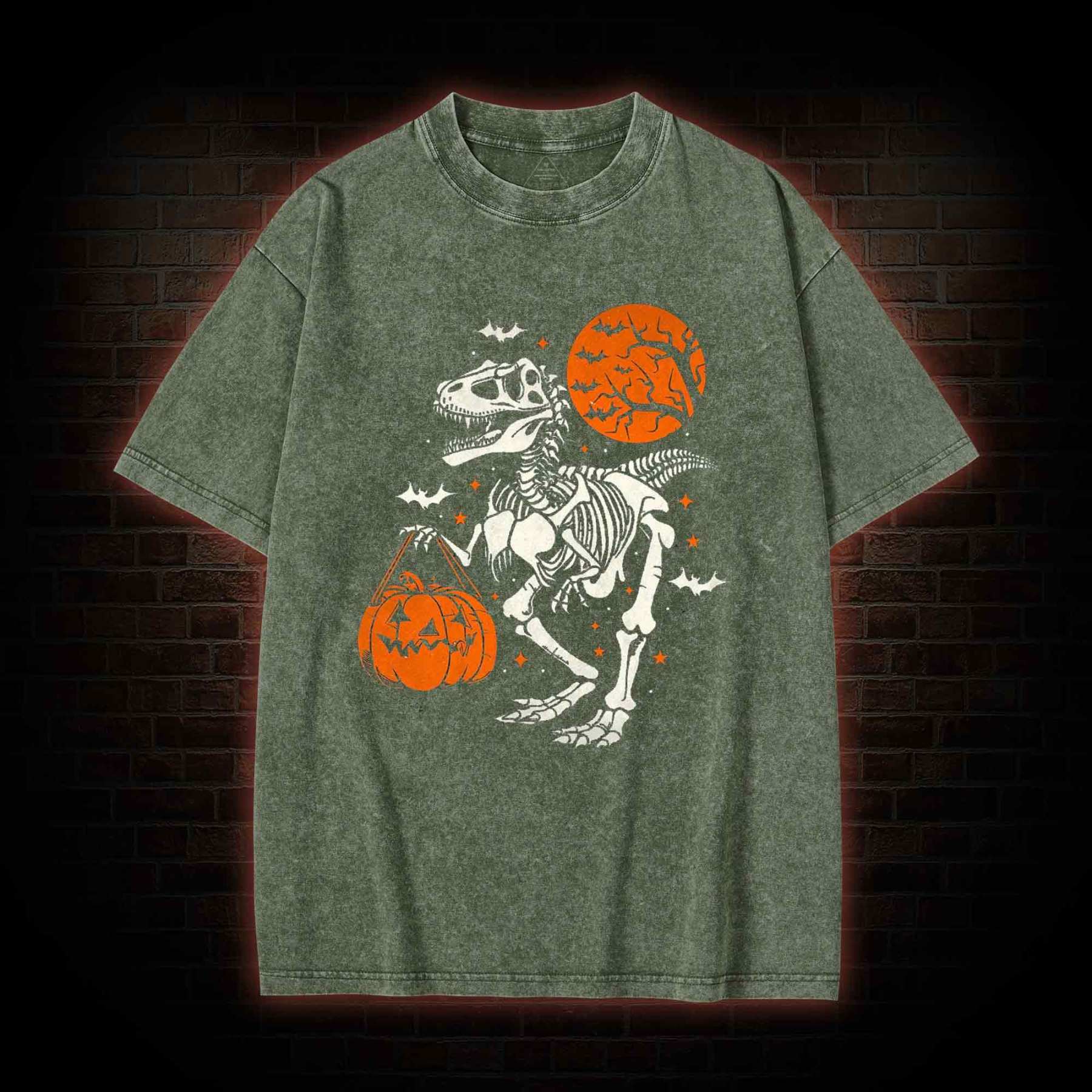 Dinosaur Halloween Washed T-shirt