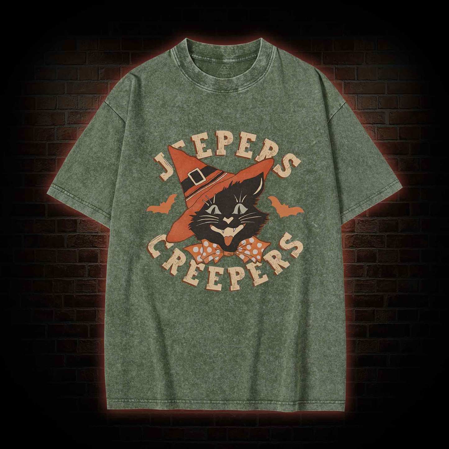 Halloween Black Cat Washed T-shirt