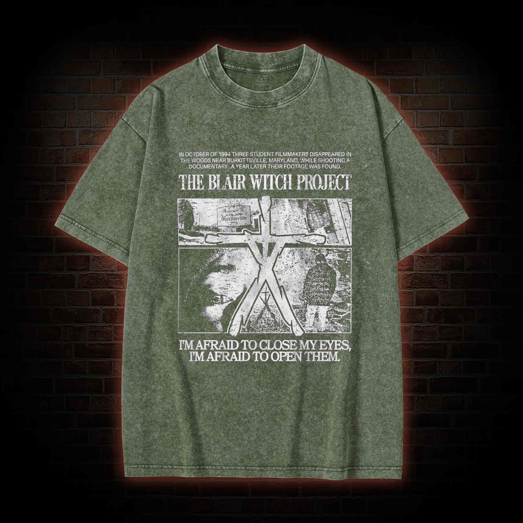 I'm Afrid to Close My Eyes Retro Washed T-shirt