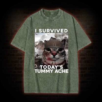 I Survived Today's Tummy Ache Washed T-shirt