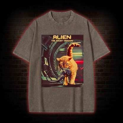 Alien Cat Washed T-shirt