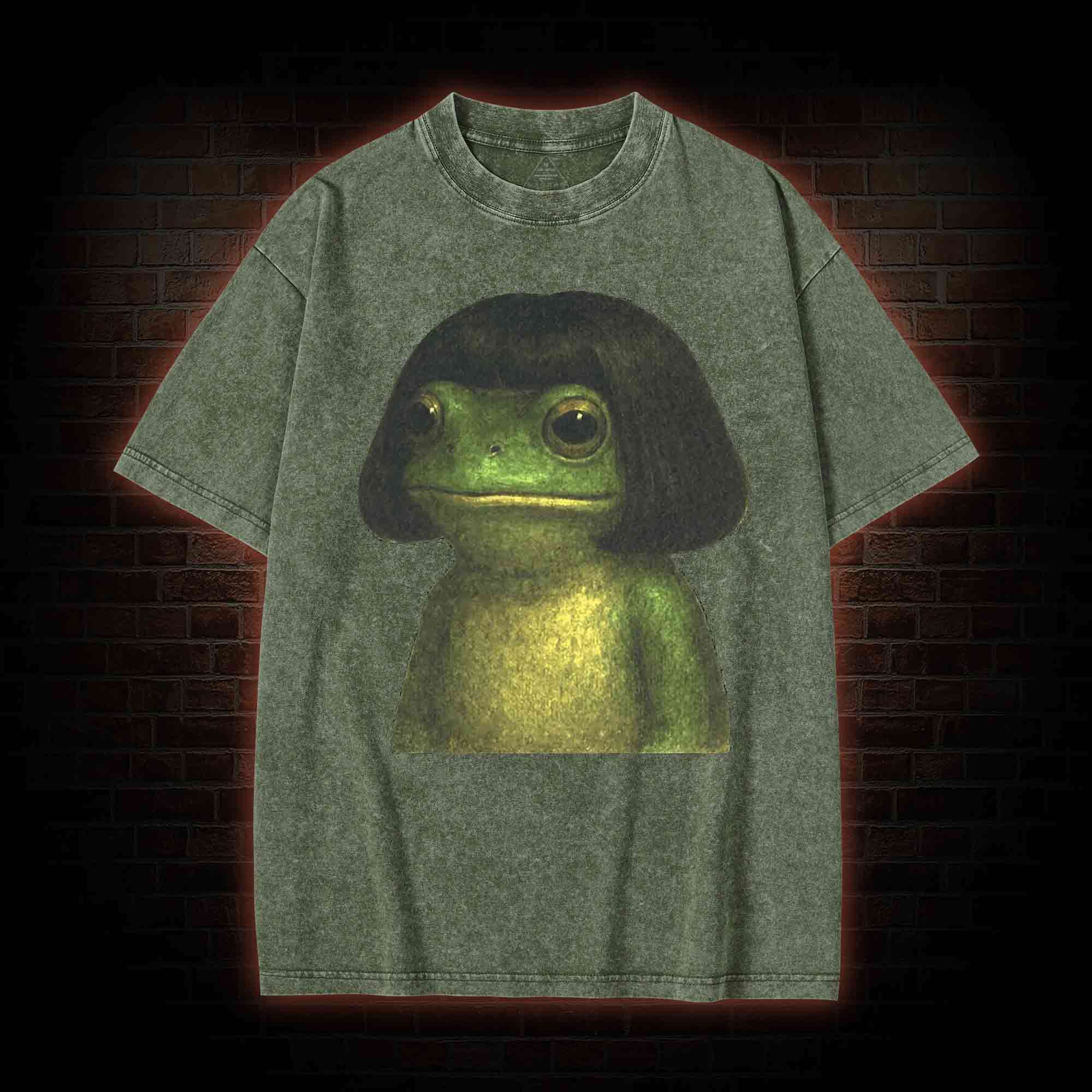 Frog With Bob Haircut Washed T-shirt