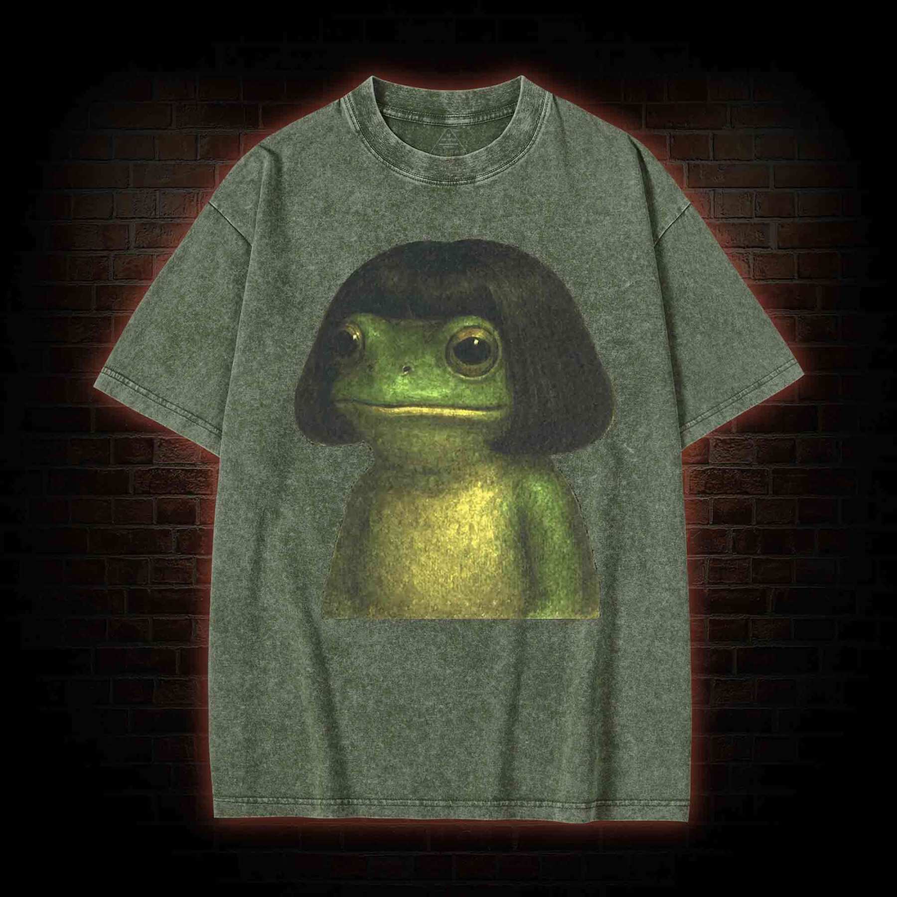 Frog With Bob Haircut Washed T-shirt