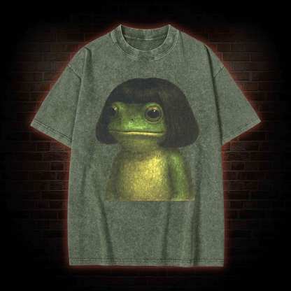 Frog With Bob Haircut Washed T-shirt