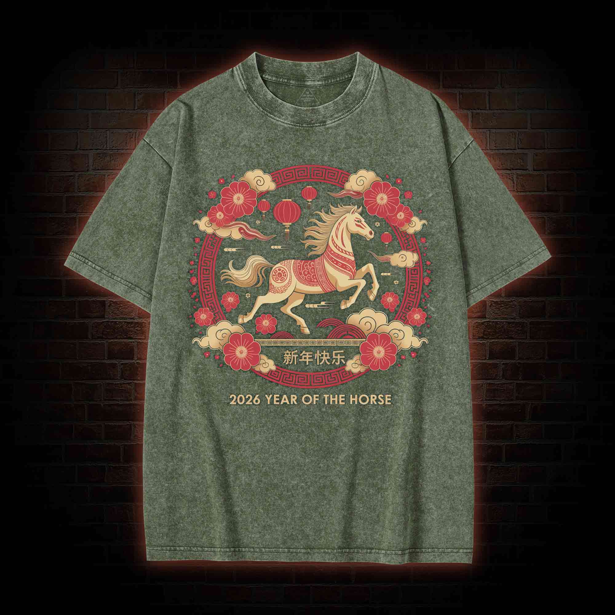 Chinese Horse New Year Washed T-shirt