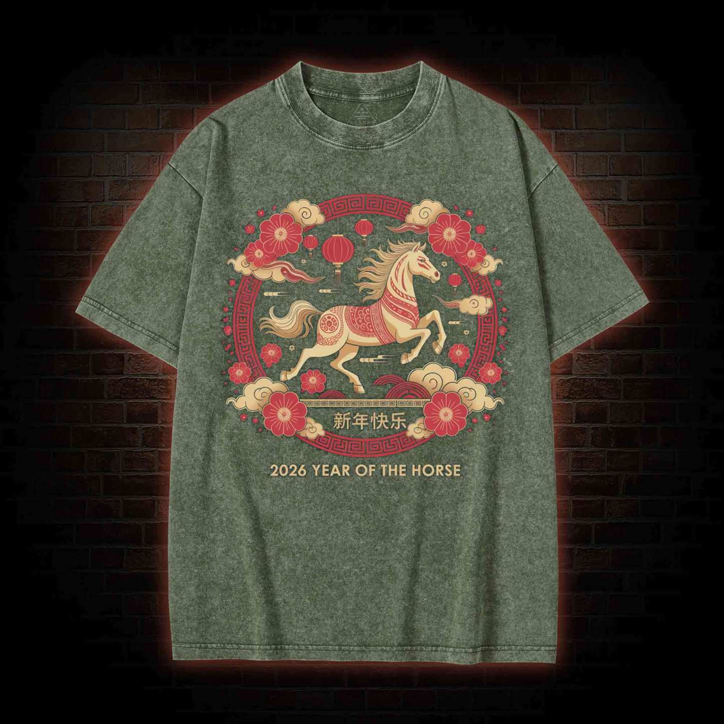 Chinese Horse New Year Washed T-shirt