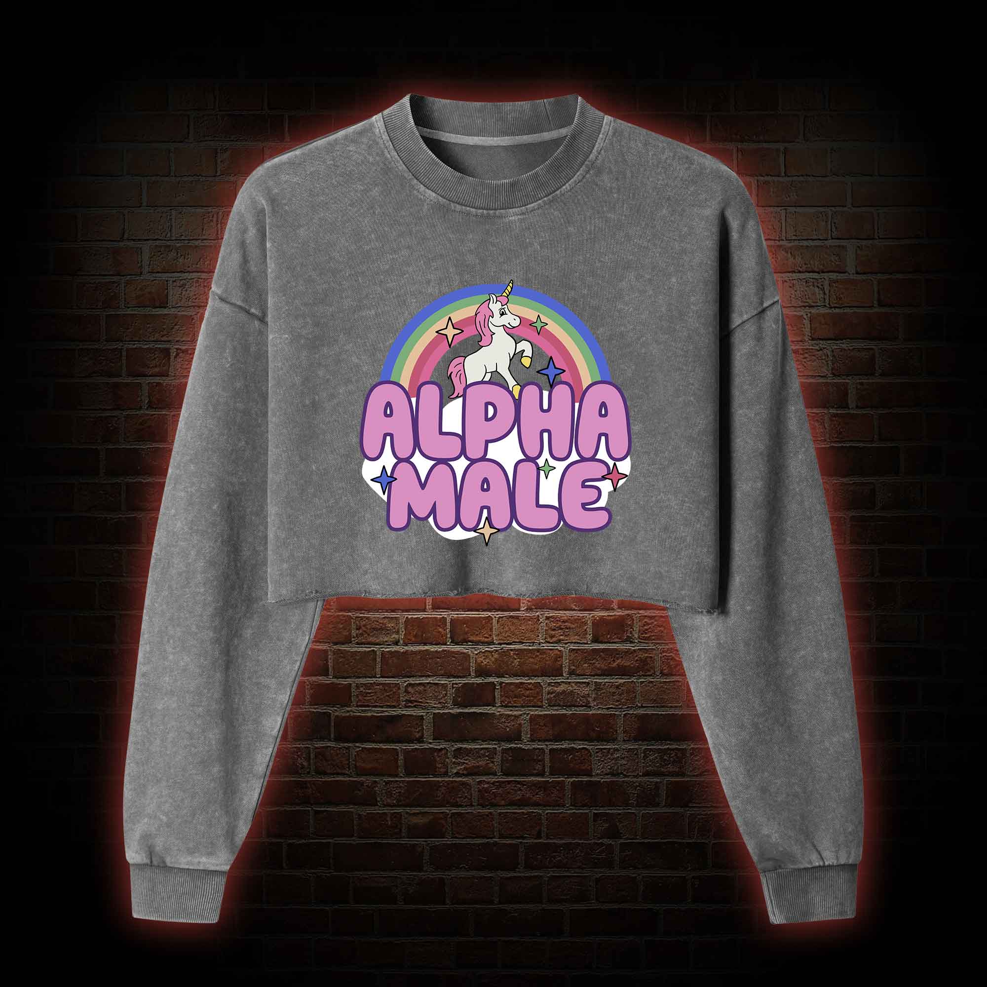 Alpha Male Washed Cropped Sweatshirts