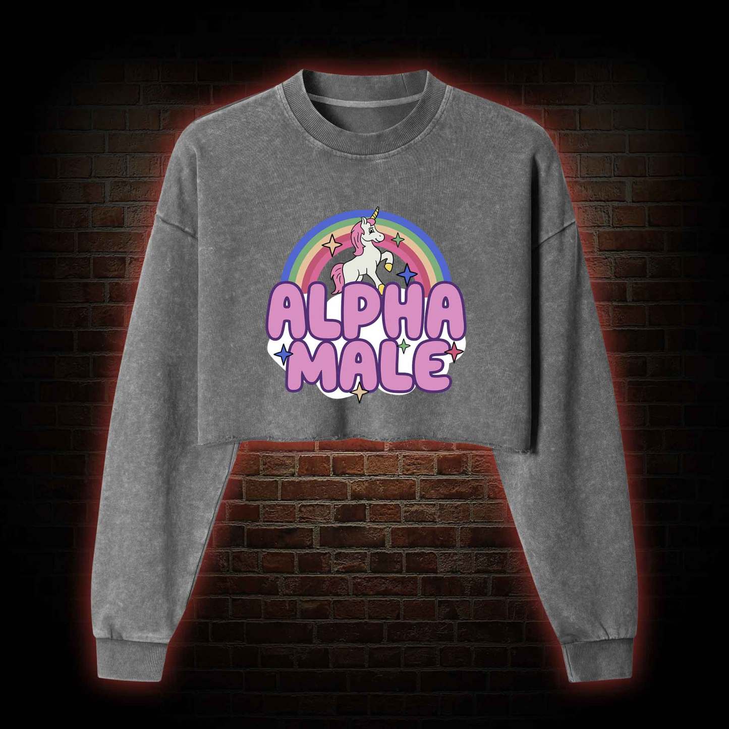 Alpha Male Washed Cropped Sweatshirts