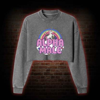 Alpha Male Washed Cropped Sweatshirts