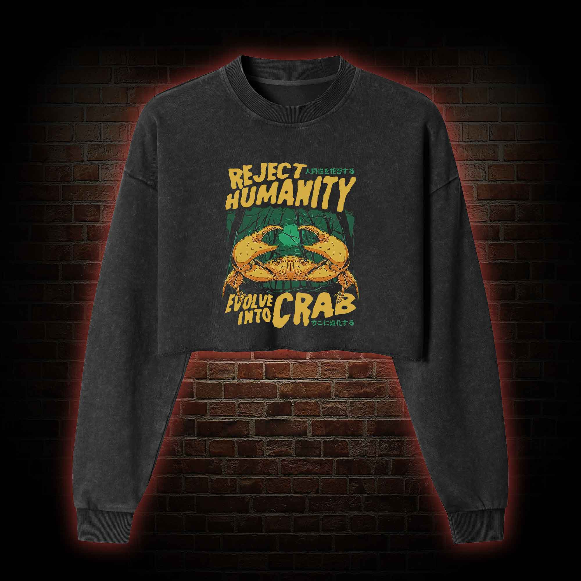 Reject Humanity Crab Washed Cropped Sweatshirts