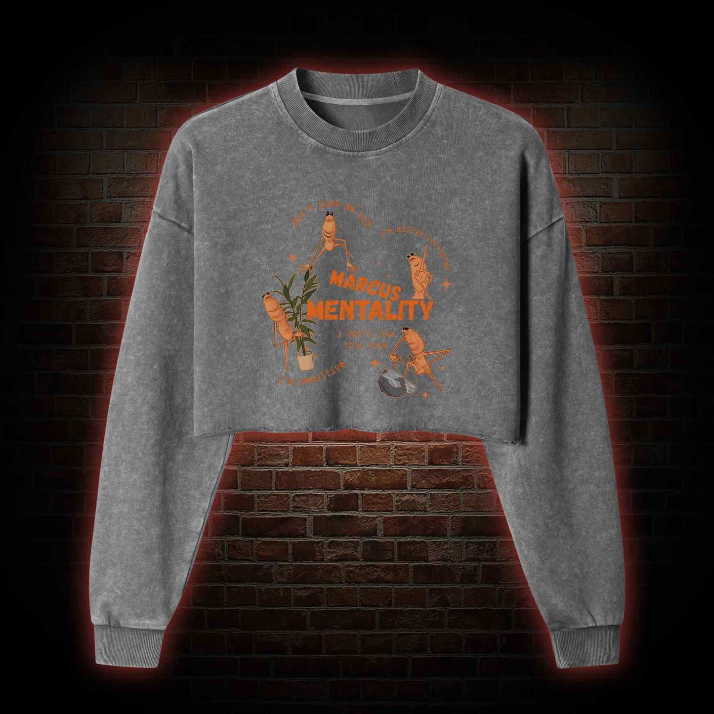 Marcus the Worm Washed Cropped Sweatshirts