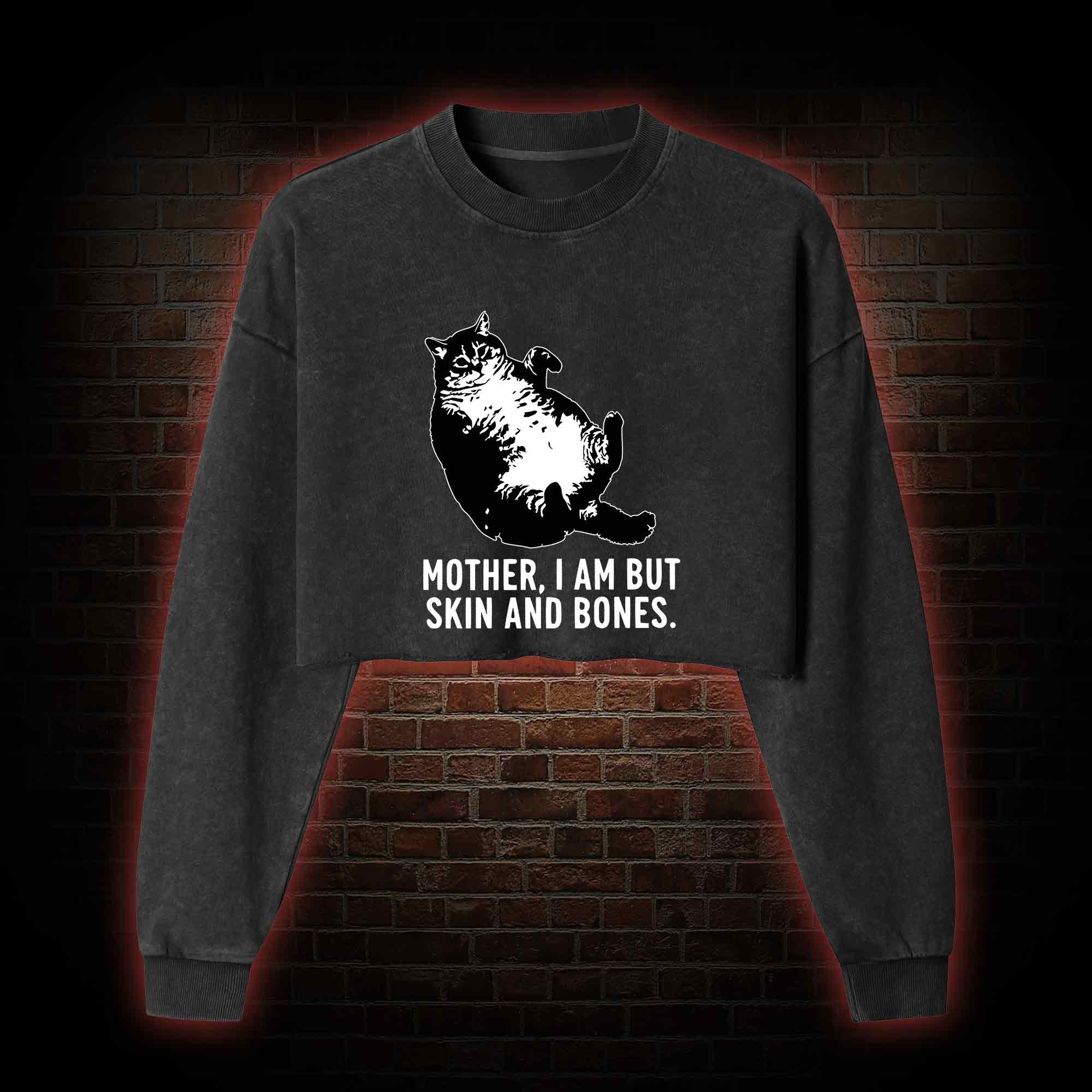 Mother I Am but Skin and Bones Washed Cropped Sweatshirts