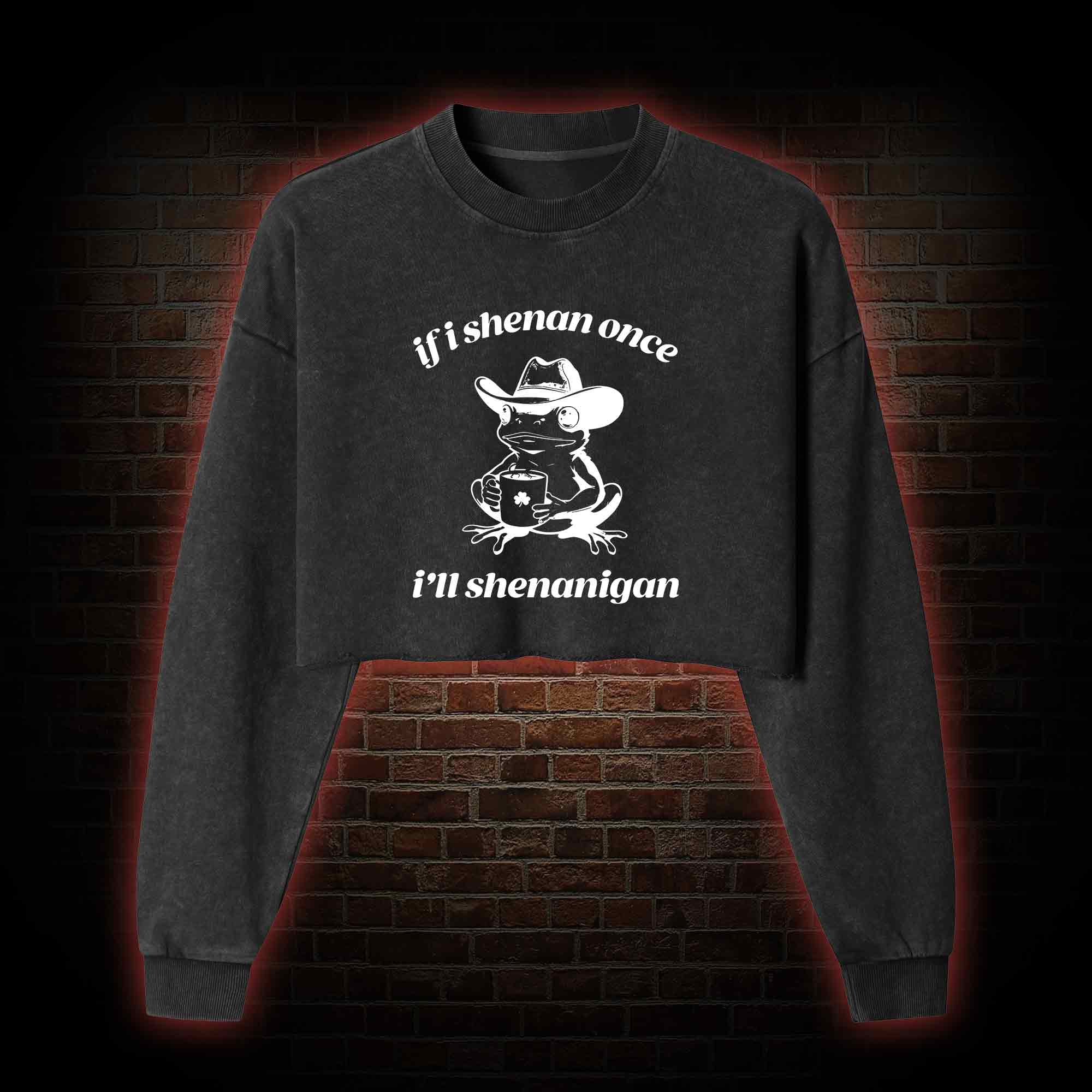 If I Shenan Once I'll Shenanigan Washed Cropped Sweatshirts