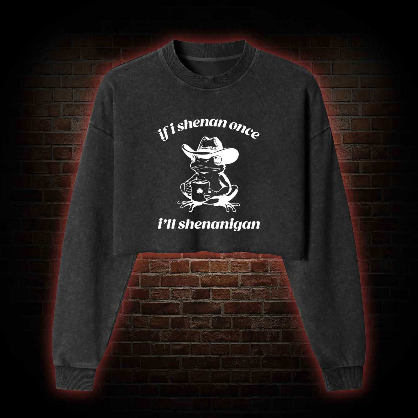 If I Shenan Once I'll Shenanigan Washed Cropped Sweatshirts