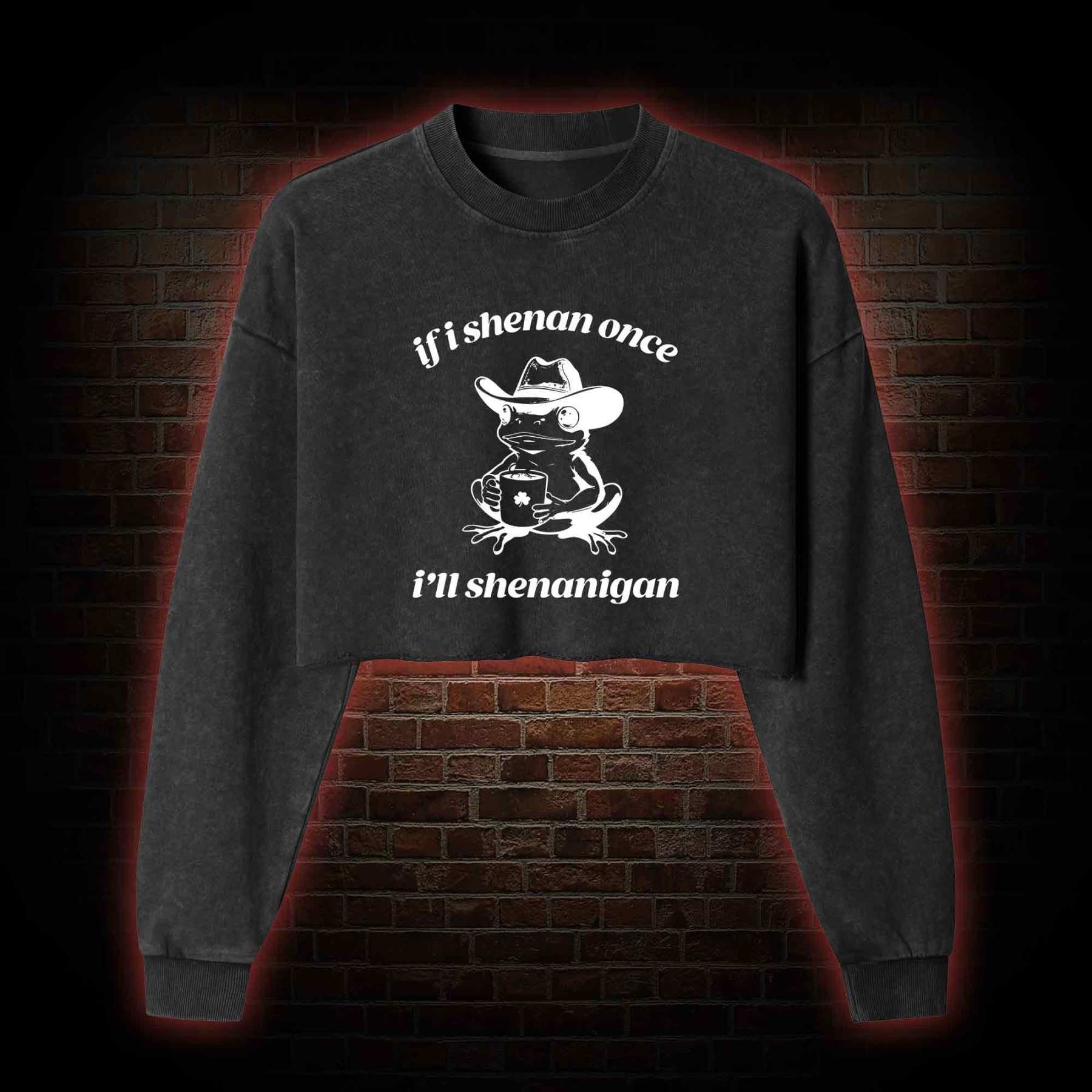 If I Shenan Once I'll Shenanigan Washed Cropped Sweatshirts
