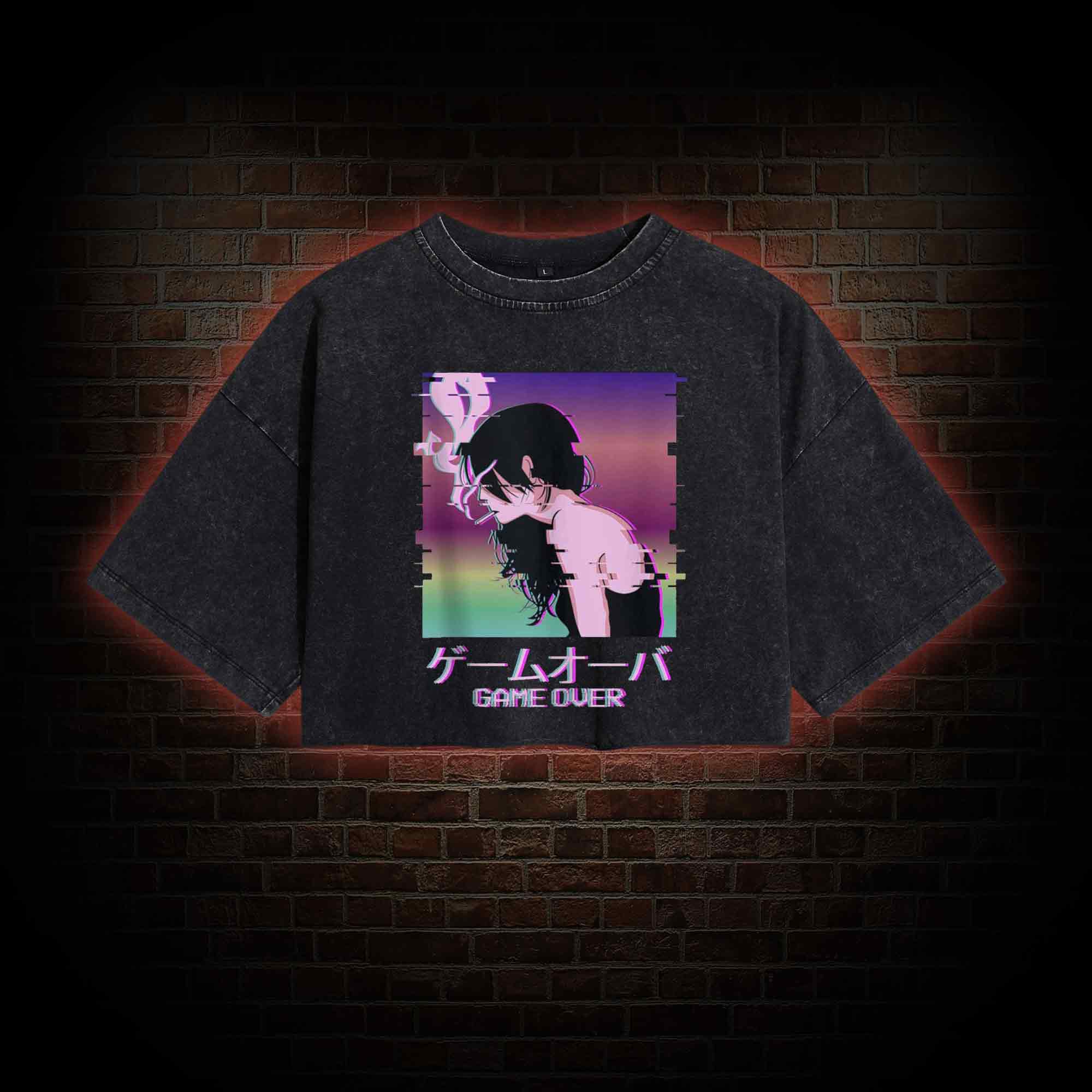 Sad Girl Washed Cropped T-shirts