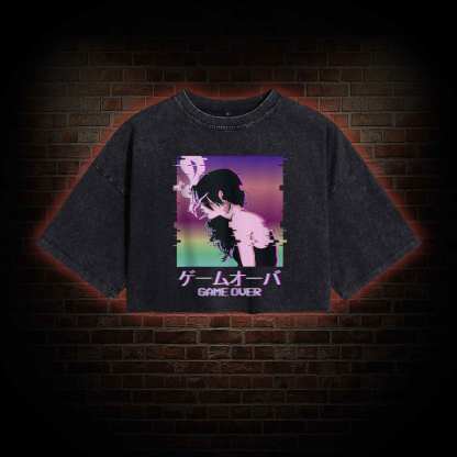 Sad Girl Washed Cropped T-shirts