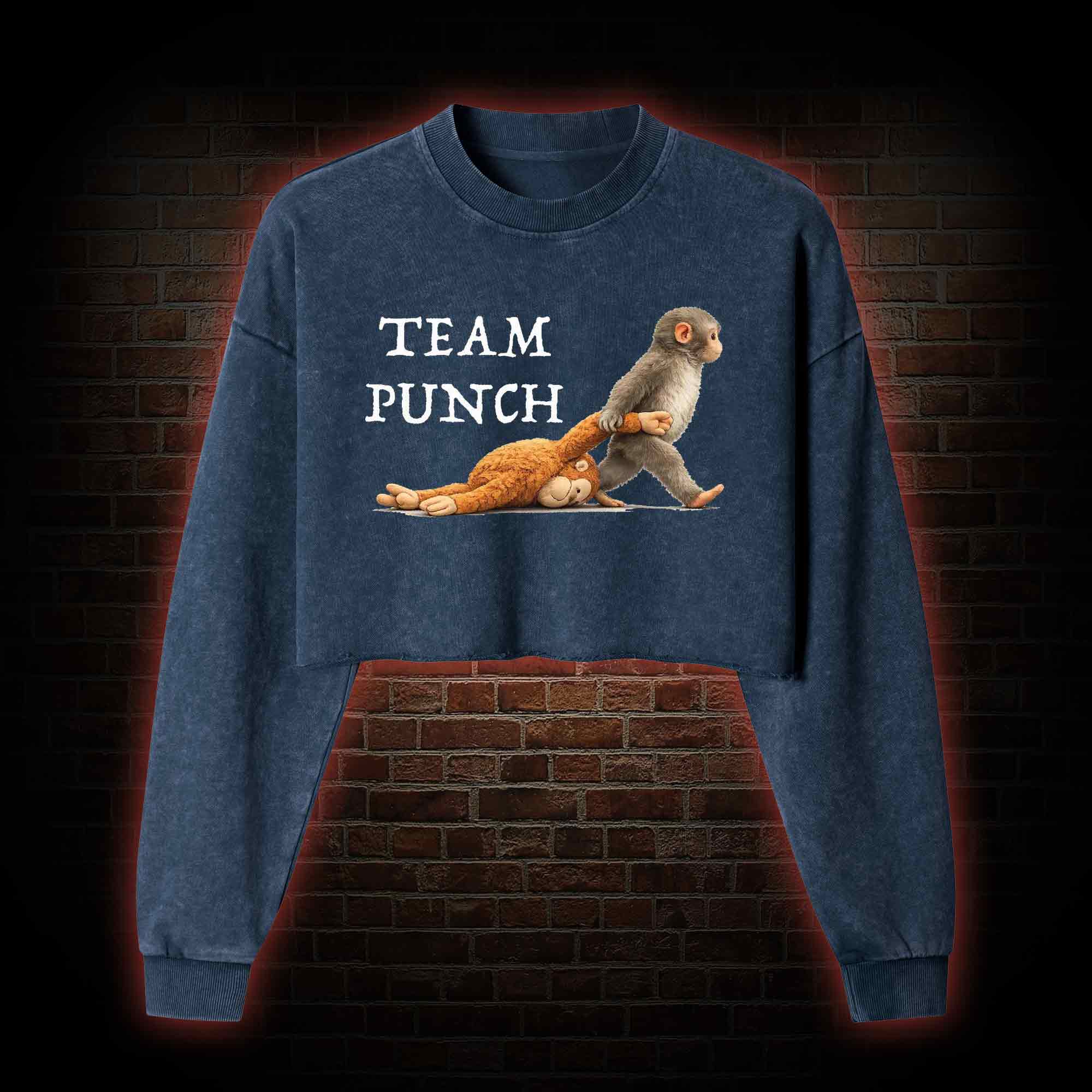 Team Punch Washed Cropped Sweatshirts