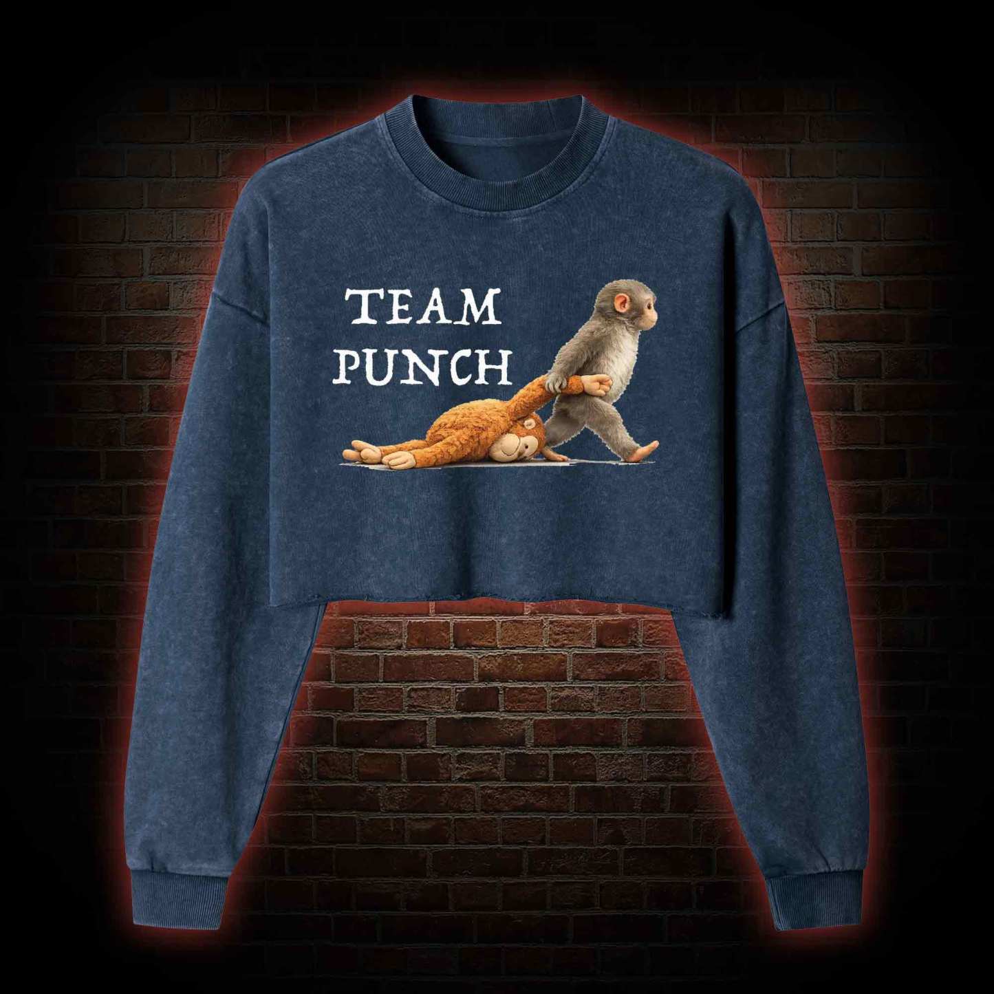 Team Punch Washed Cropped Sweatshirts
