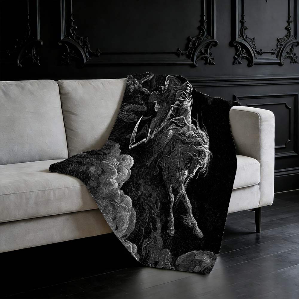 Death on the Pale Horse Flannel Blanket