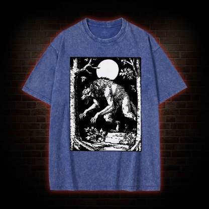 Werewolf Creepy Washed T-shirt