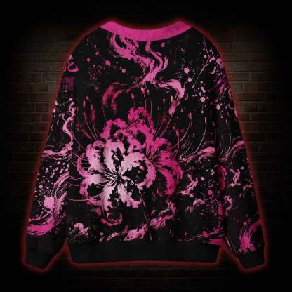 Crimson Spider Lily Cardigan Sweater