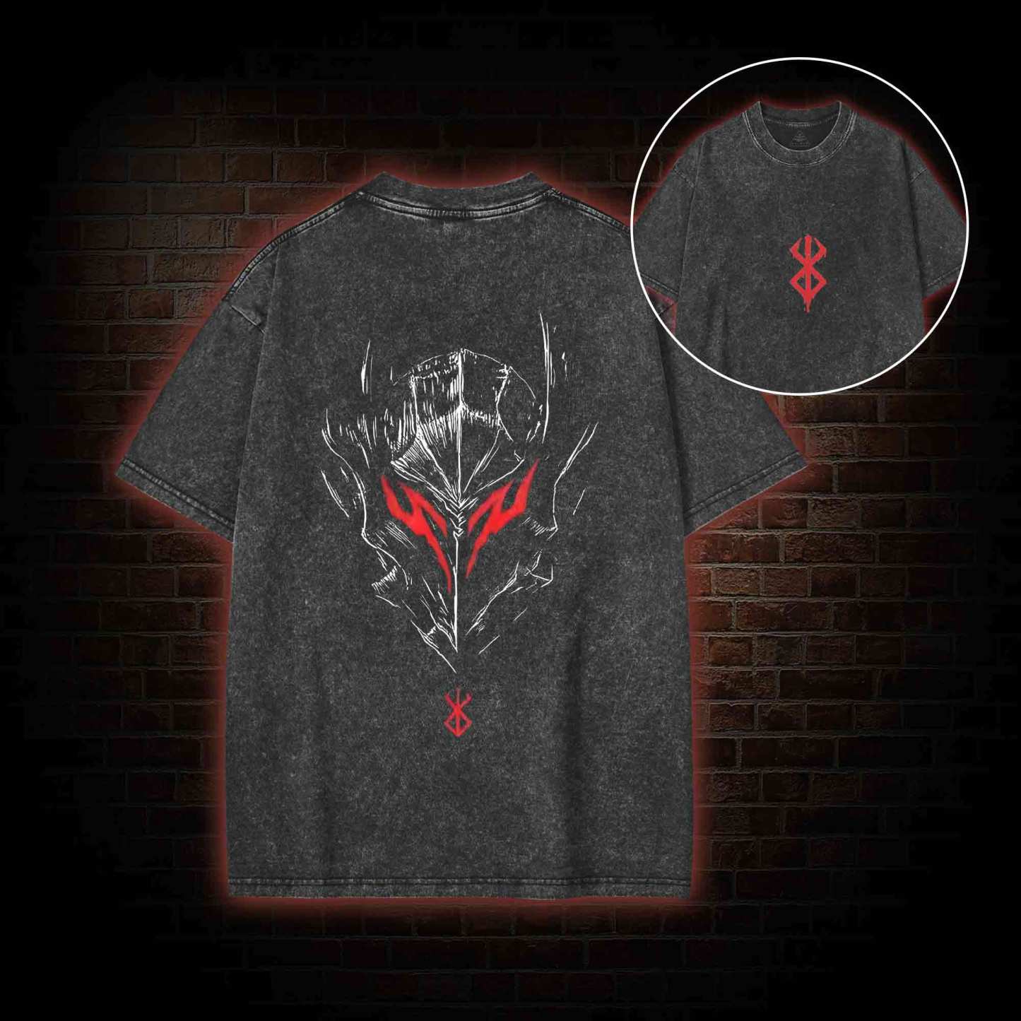 Berserker Mask Back Print Washed T-shirt